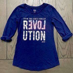 Girls Justice 3/4 Sleeve T-Shirt Size 10